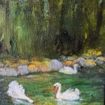 Cisnes en el Estanque de los Sauces - oleo sobre lienzo / Swans at Willow Pond - oil on canvas